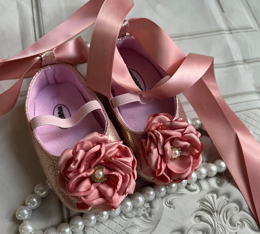 Whimsical rose garden baby shoes