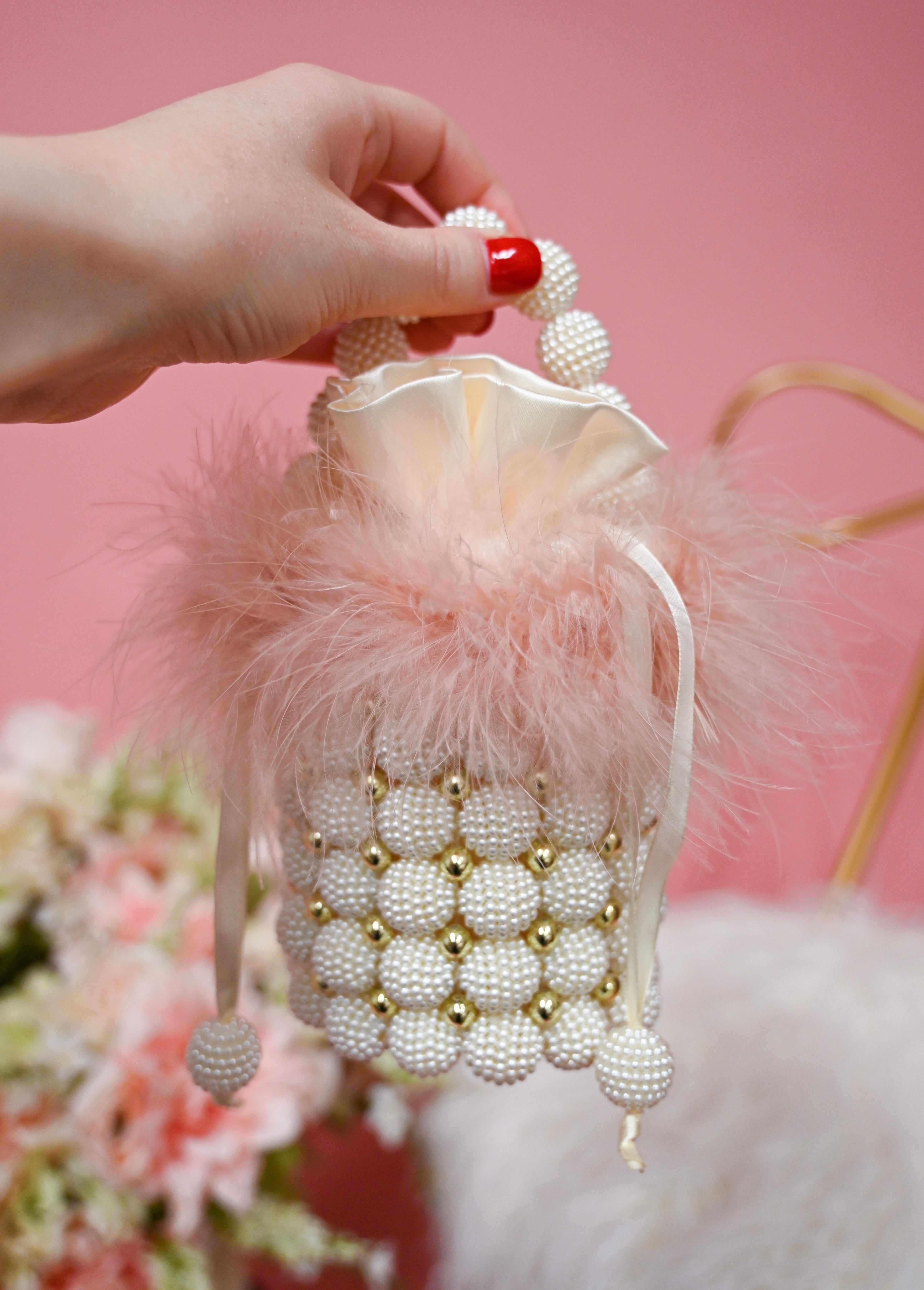 Pink pearl bags hot sale